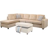 Belville Reversible Sectional Sofa w/ Pillows in Beige Velvet