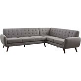 Essick Sectional Sofa in Tufted Light Gray Linen