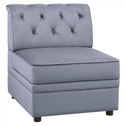 Bois II Armless Chair Modular Sectional Unit in Gray Velvet