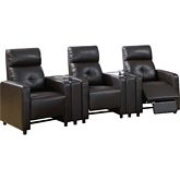 Britten Motion Home Theater Manual Recliner Set in Espresso Leatherette