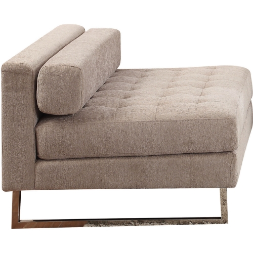 Sampson Tufted Armless Chair in Beige Fabric on Chrome Base