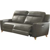 Cayden Power Motion Sofa in Gray LeatherAire Match