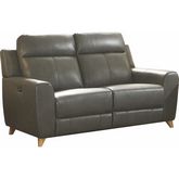 Cayden Power Motion Loveseat in Gray LeatherAire Match