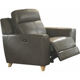 Cayden Power Motion Recliner in Gray LeatherAire Match