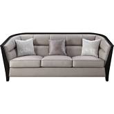 Zemocryss Sofa with 3 pillows in Tufted Beige Fabric