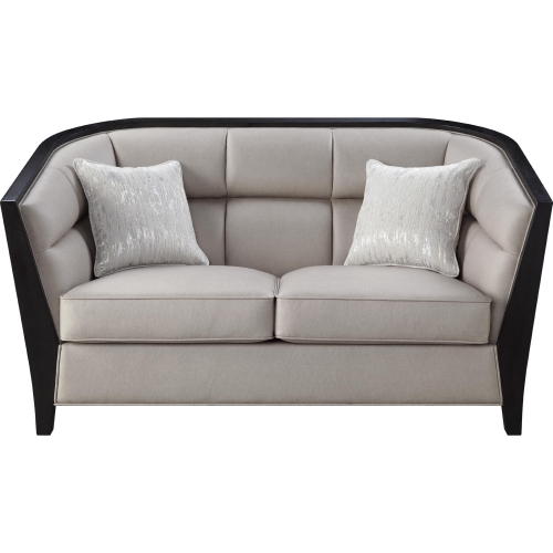 Zemocryss Loveseat with 2 pillows in Tufted Beige Fabric