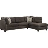Laurissa Sectional Sofa with Right Chaise & Ottoman in Charcoal Gray Linen