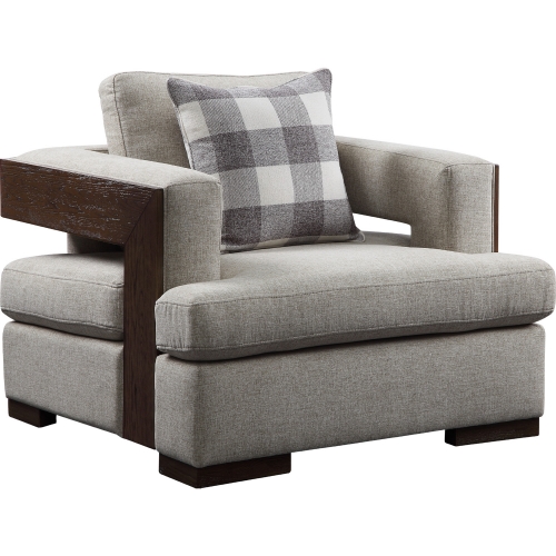 Niamey Accent Chair with 1 Pillow in Walnut & Fabric
