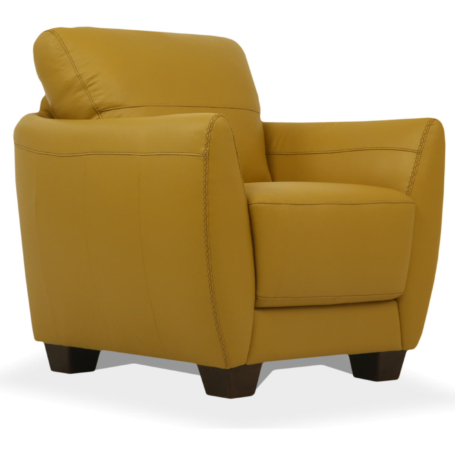 54947 Valeria Accent Chair In Mustard, Yellow Leather Chair
