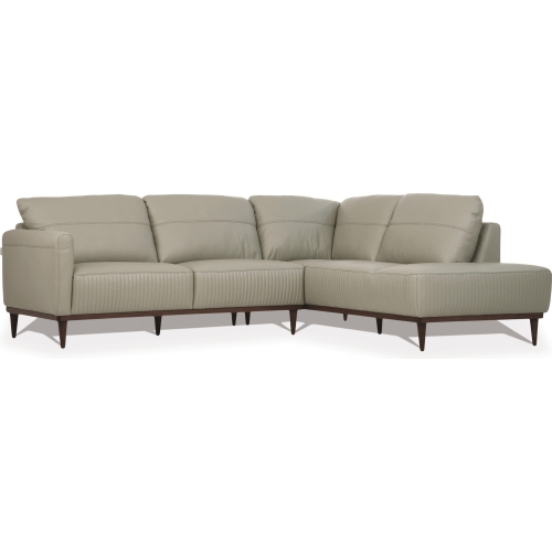 Tampa Sectional Sofa with Right Facing Chaise in Airy Green Leather