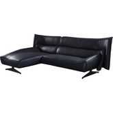 Maeko Sectional Sofa in Dark Gray Top Grain Leather