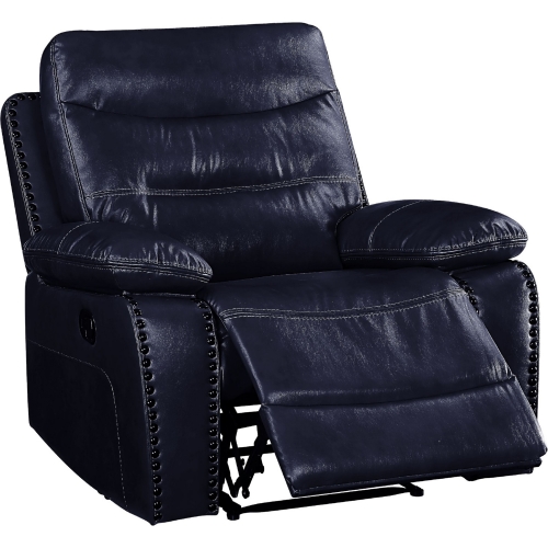 Aashi Manual Recliner in Navy Leather Gel Match