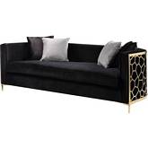Fergal Sofa in Black Velvet & Open Gold Steel