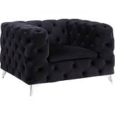 Phifina Accent Chair in All Over Tufted Black Velvet