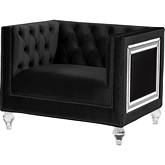 Heibero Accent Chair in Tufted Black Velvet, Mirror & Acrylic