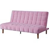 Yolandi Sleeper Sofa in Tufted Pink Velvet & Dark Walnut Finish