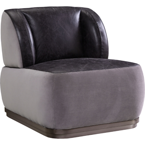 Decapree Accent Chair in Slate Top Grain Leather & Gray Velvet