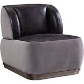 Decapree Accent Chair in Slate Top Grain Leather & Gray Velvet