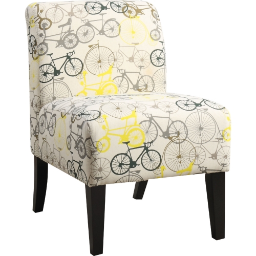 Ollano Armless Accent Chair in Bike Pattern Fabric