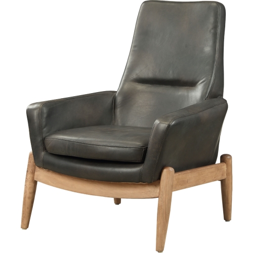 Dolphin Accent Chair in Black Top Grain Leather