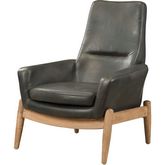 Dolphin Accent Chair in Black Top Grain Leather