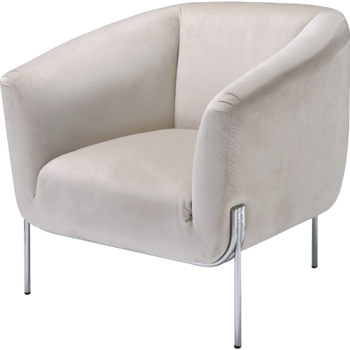 Carlson Accent Chair in Beige Velvet & Chrome
