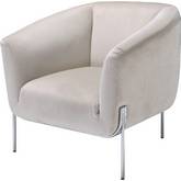 Carlson Accent Chair in Beige Velvet & Chrome