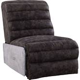 Okzuil Power Motion Recliner in 2 Tone Gray Top Grain Leather & Aluminum