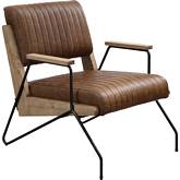 Eacnlz Accent Chair in Cocoa Top Grain Leather, Wood & Metal