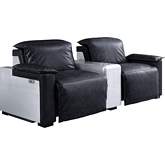 Misezon Double Power Recliner in Black Top Grain Leather & Aluminum