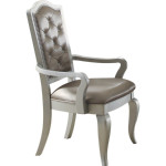 Francesca Dining Arm Chair in Silver Leatherette & Champagne (Set of 2)