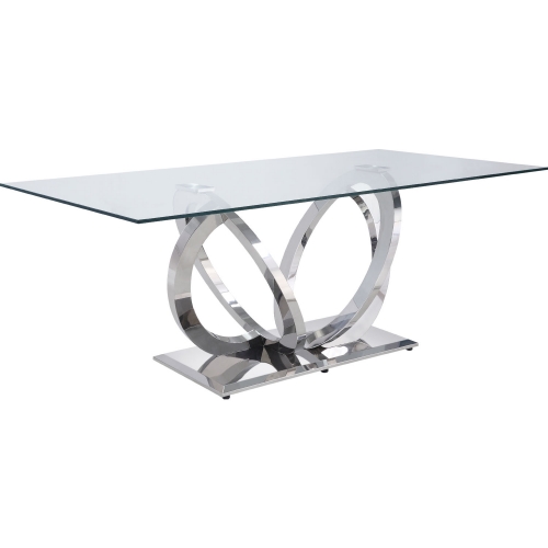 Finley 79" Dining Table in Glass & Mirrored Silver
