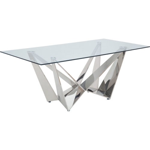 Dekel 79" Dining Table in Stainless Steel & Glass