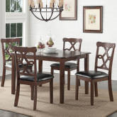 Ingeborg 5 Piece Dining Set in Black Leatherette & Espresso