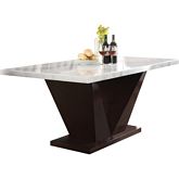 Forbes 64" Dining Table in White Marble & Walnut