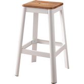 Jacotte Bar Stool in Natural Pine & White Steel