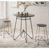 Nimai 3 Piece Counter Height Dining Set in Gray Oak & Metal