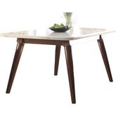 Gasha Dining Table in White Marble & Walnut