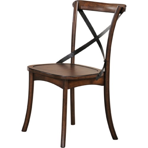 Kaelyn Dining Chair in Dark Oak & Black Metal (Set of 2)