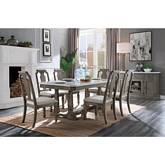 Zumala 71" Dining Table in Faux Marble & Weathered Oak