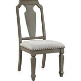 Zumala Dining Chair in Beige Linen & Weathered Oak Finish (Set of 2)