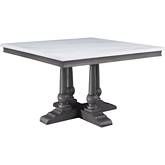 Yabeina 48" Square Dining Table in Faux Marble & Gray Oak Finish