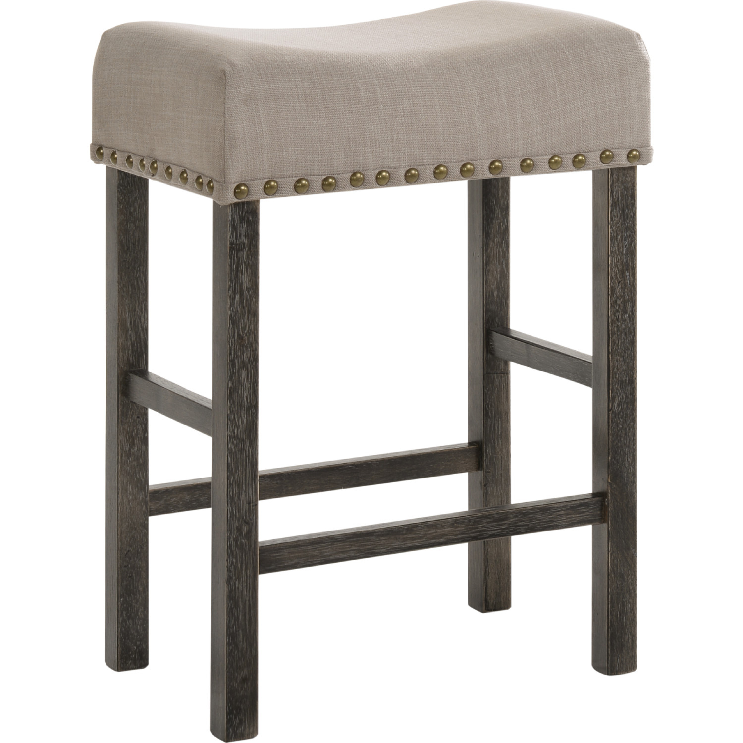 Acme 73833 Martha II Counter Stool in Tan Linen & Weathered Gray (Set of 2)