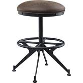 Evangeline Counter Stool in Rustic Brown Fabric & Black (Set of 2)