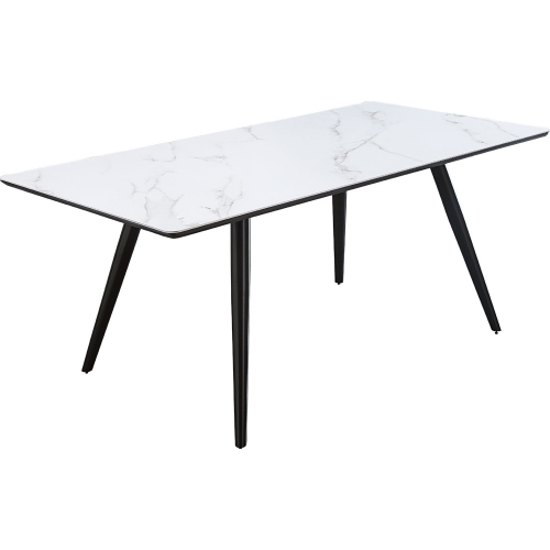 Caspian 71" Dining Table in White Faux Marble & Black