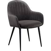 Caspian Dining Chair in Dark Gray Fabric & Black (Set of 2)