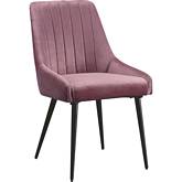 Caspian Dining Chair in Pink Fabric & Black (Set of 2)