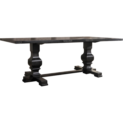 Morland 88" Dining Table with Double Pedestal in Vintage Black