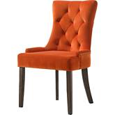 Farren Dining Chair in Tufted Orange Velvet & Espresso (Set of 2)
