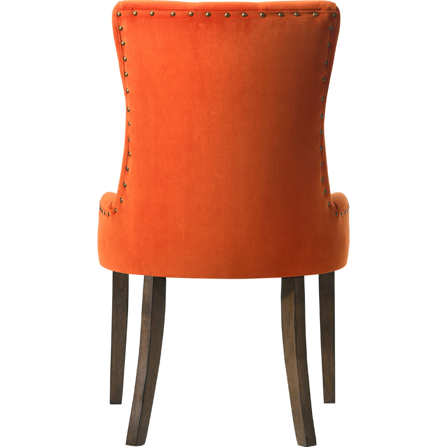 ACME furniture ダイニングチェア Acme 77164 Farren Dining Chair in Tufted Orange Velvet & Espresso